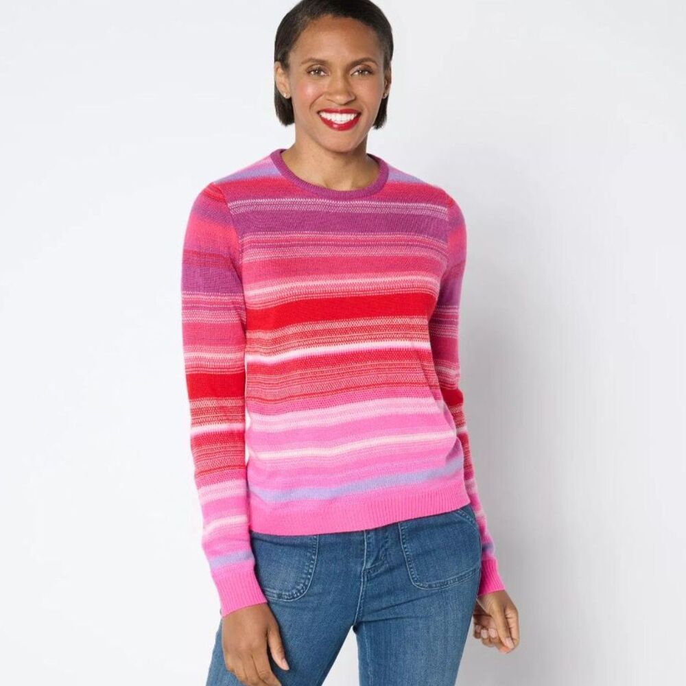 Isaac Mizrahi Live! Jacquard Stripe Pullover Long Sleeve Sweater, NWOT! 2X